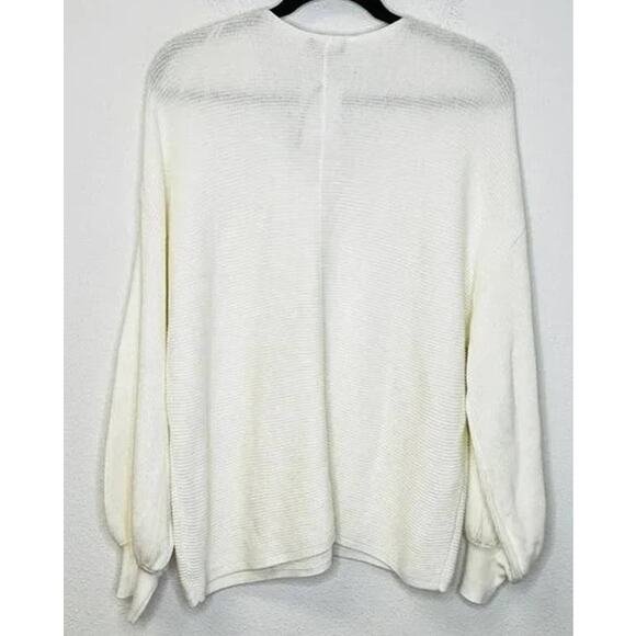1.STATE V-Neck Balloon Sleeve Ribbed Sweater Top Size XXL/2X Antique White NWT - Picture 6 of 8